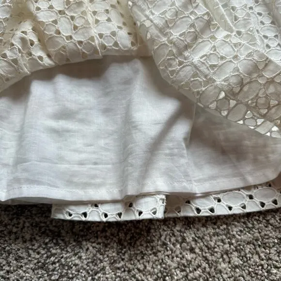 Tory Burch white eyelet lace mini skirt size 2