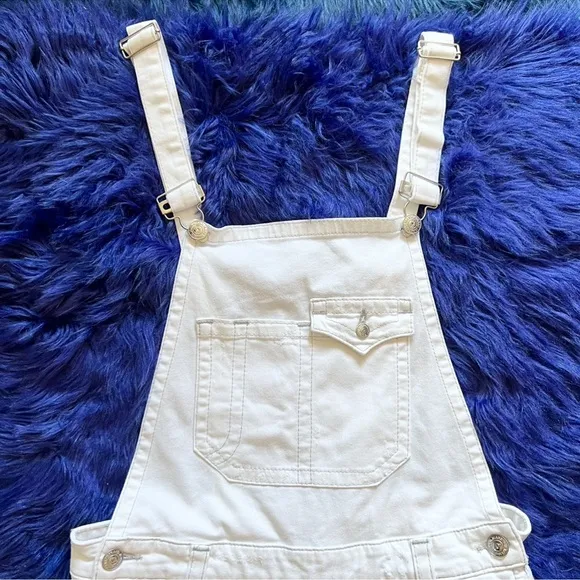 TRUE RELIGION Ripped Frayed Hem Jean Denim Overalls