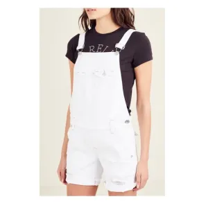 TRUE RELIGION Ripped Frayed Hem Jean Denim Overalls