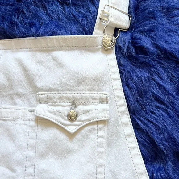 TRUE RELIGION Ripped Frayed Hem Jean Denim Overalls