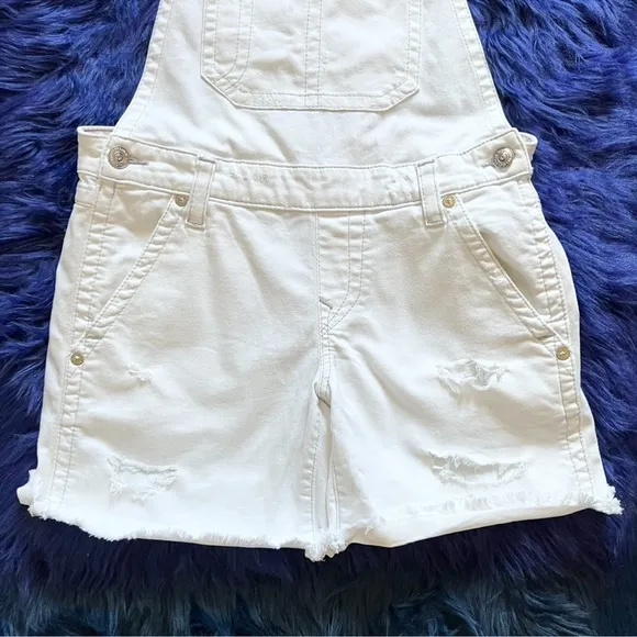 TRUE RELIGION Ripped Frayed Hem Jean Denim Overalls