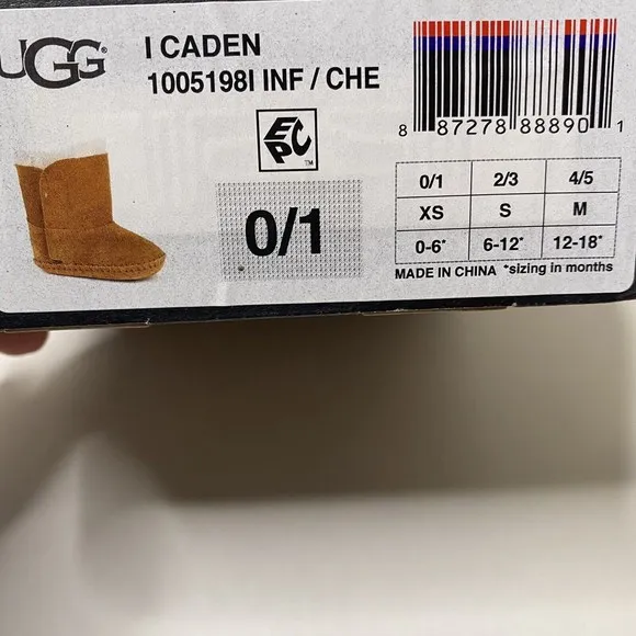 Ugg Infant Girl Chestnut Tan Caden Fur Lined Booties 0/1 XS 0-6 Months newborn