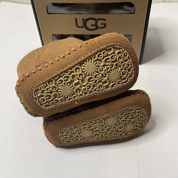 Ugg Infant Girl Chestnut Tan Caden Fur Lined Booties 0/1 XS 0-6 Months newborn