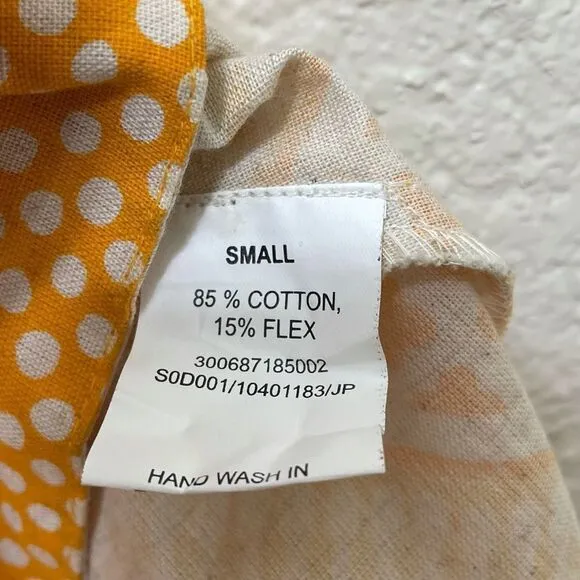Utsa Yellow and Orange Sleeveless Cotton Striped Midi Dress Size Small