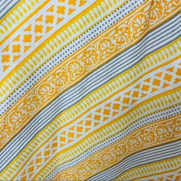 Utsa Yellow and Orange Sleeveless Cotton Striped Midi Dress Size Small