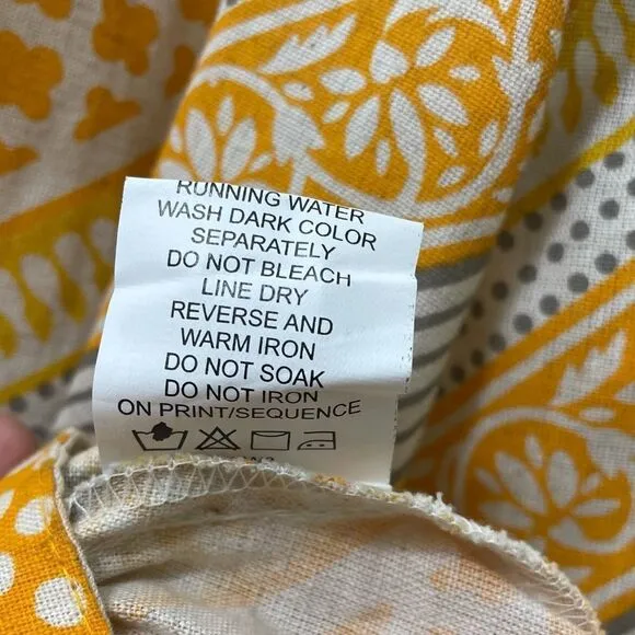 Utsa Yellow and Orange Sleeveless Cotton Striped Midi Dress Size Small