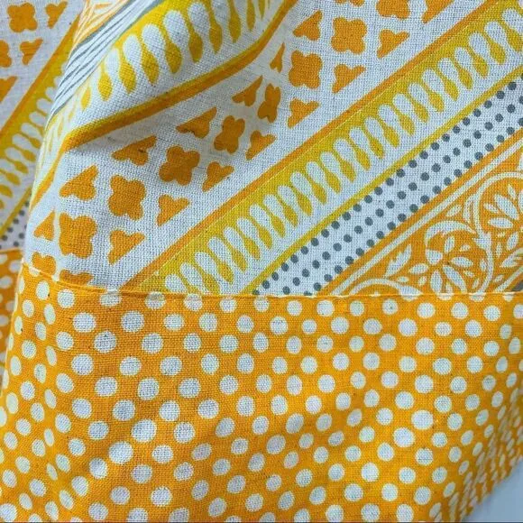 Utsa Yellow and Orange Sleeveless Cotton Striped Midi Dress Size Small