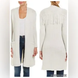 Velvet by Graham and Spencer Western Fringe Detail Duster cardigan Sweater Sz M