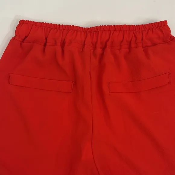 Vibrant Casual Short Italian red/orange drawstring waist crepe sheer classic