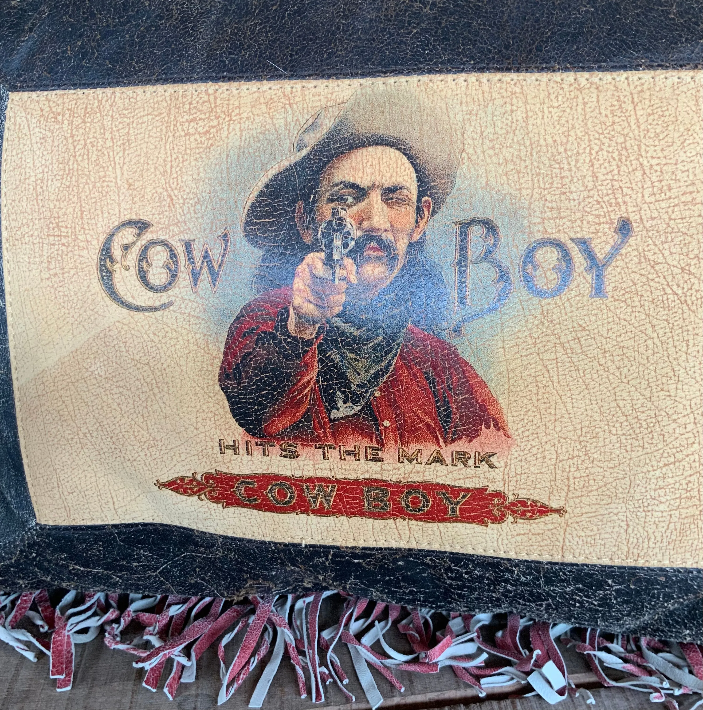 Vintage Cowboy Leather Pillow
