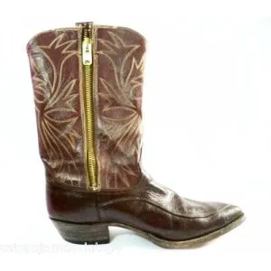 Vintage Mens Custom Made Cowboy Boots Heavy Zipper  Size 12EE