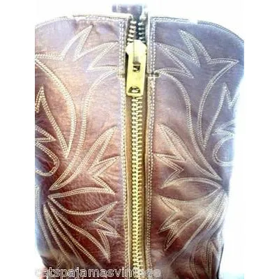 Vintage Mens Custom Made Cowboy Boots Heavy Zipper  Size 12EE