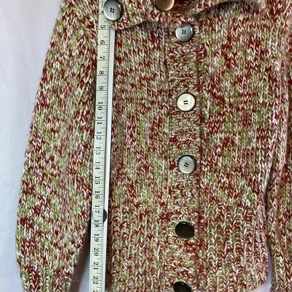 Vtg FDJ French Dressing Fall Chucky Knit Button Closure Med Cardigan