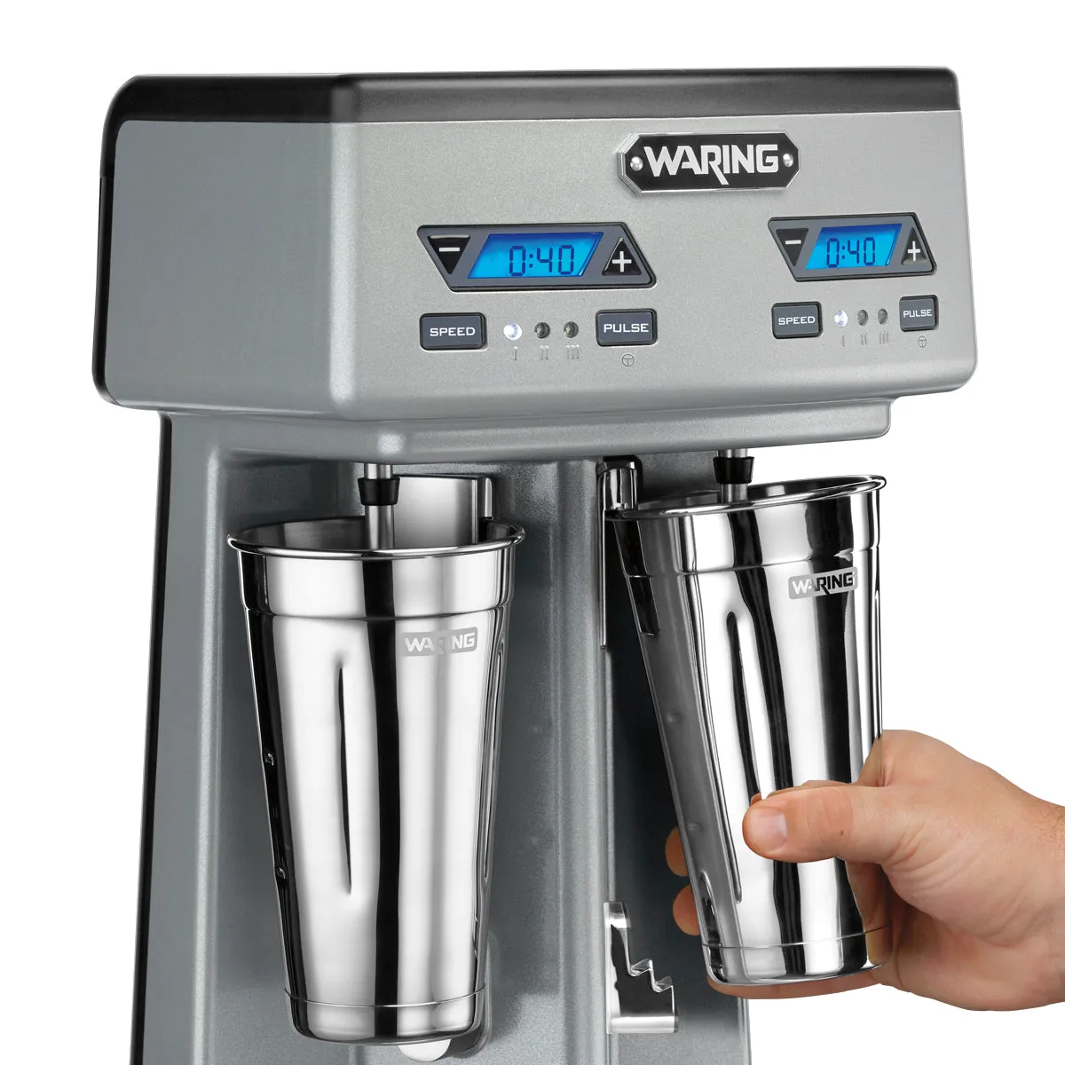 WDM240TX Heavy-Duty Double-Spindle Drink Mixer with Timer & Hands Free Operation by Waring Commercial