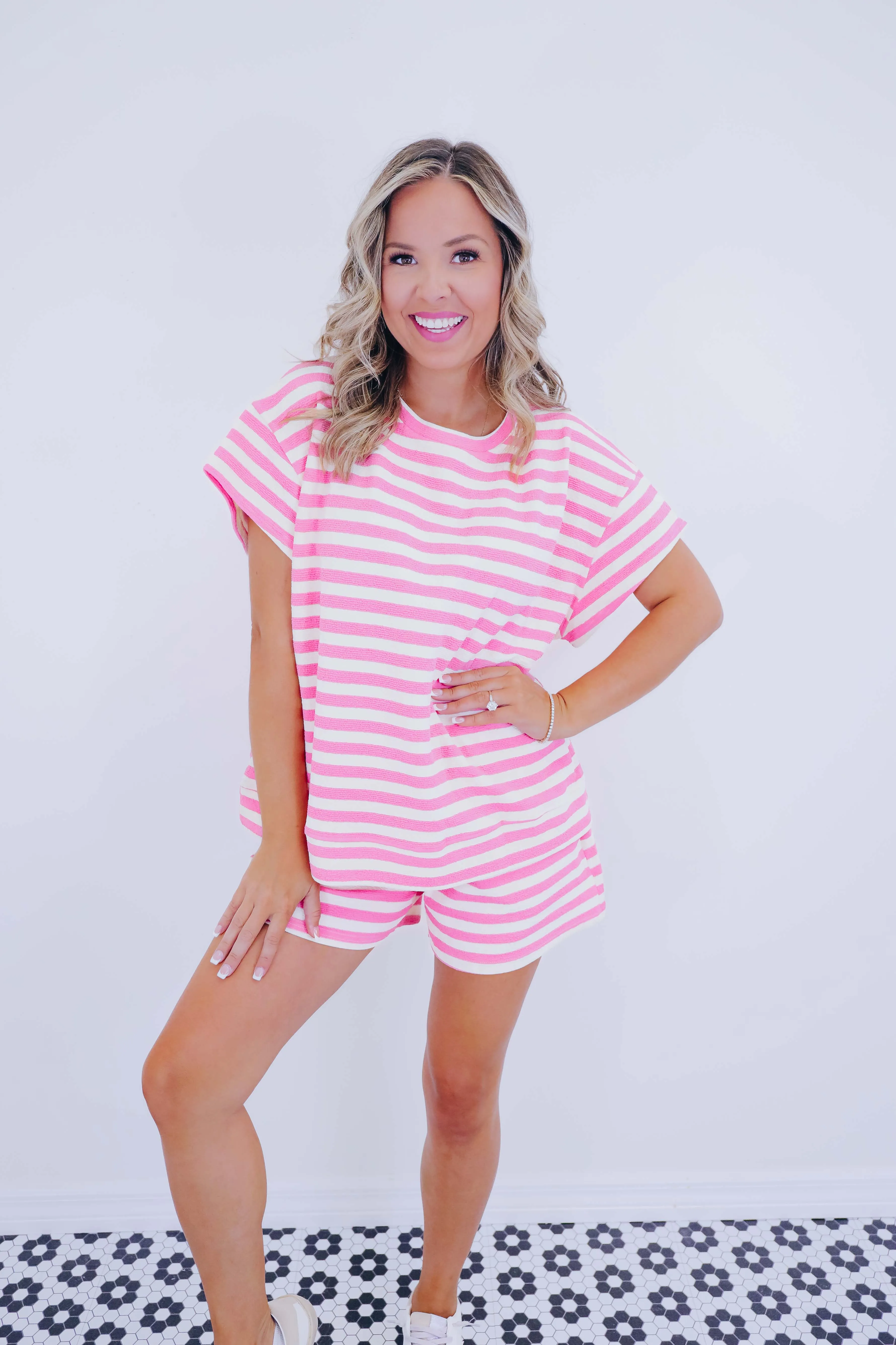 West Coast French Terry Striped Short Set -  3 Colors
