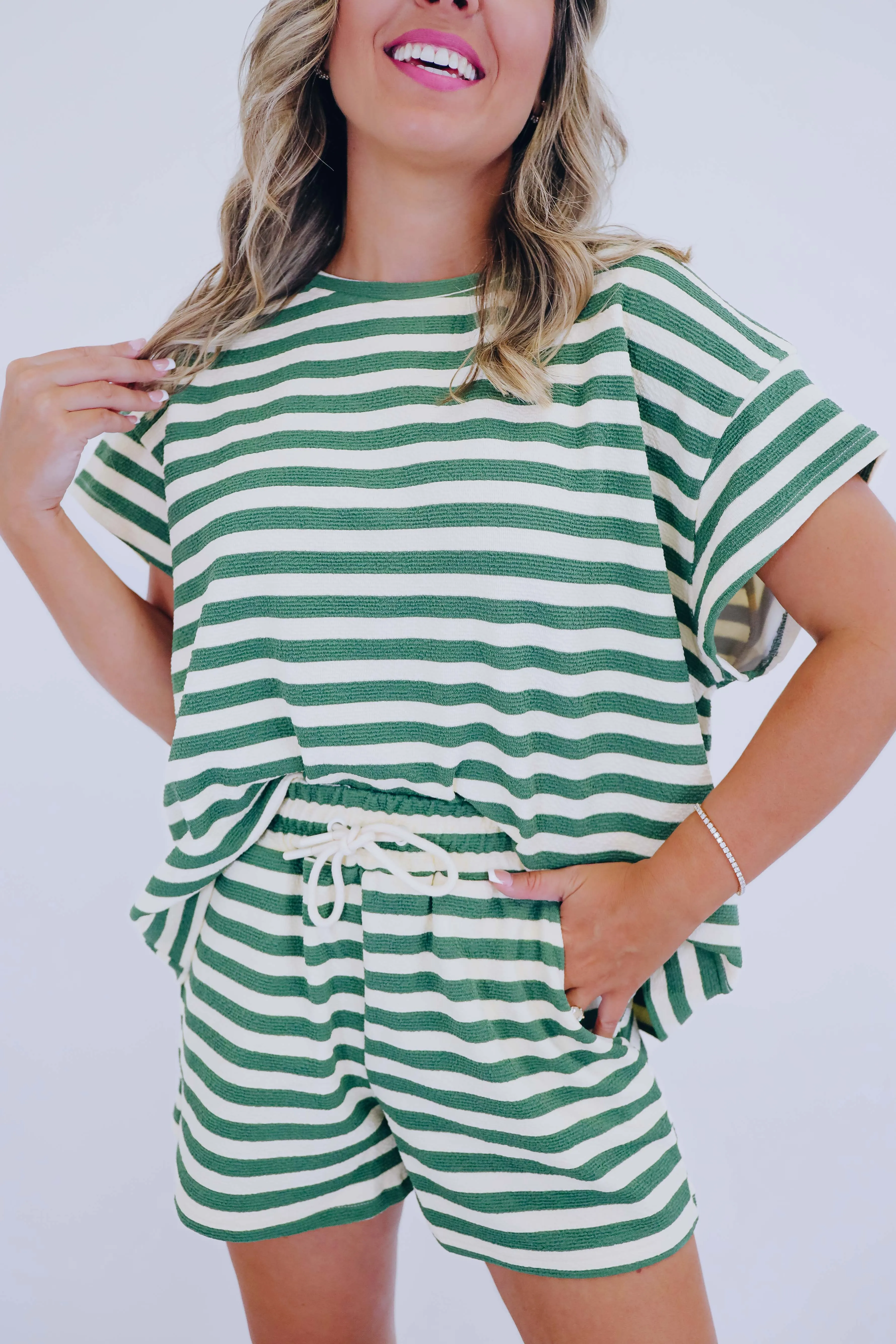 West Coast French Terry Striped Short Set -  3 Colors