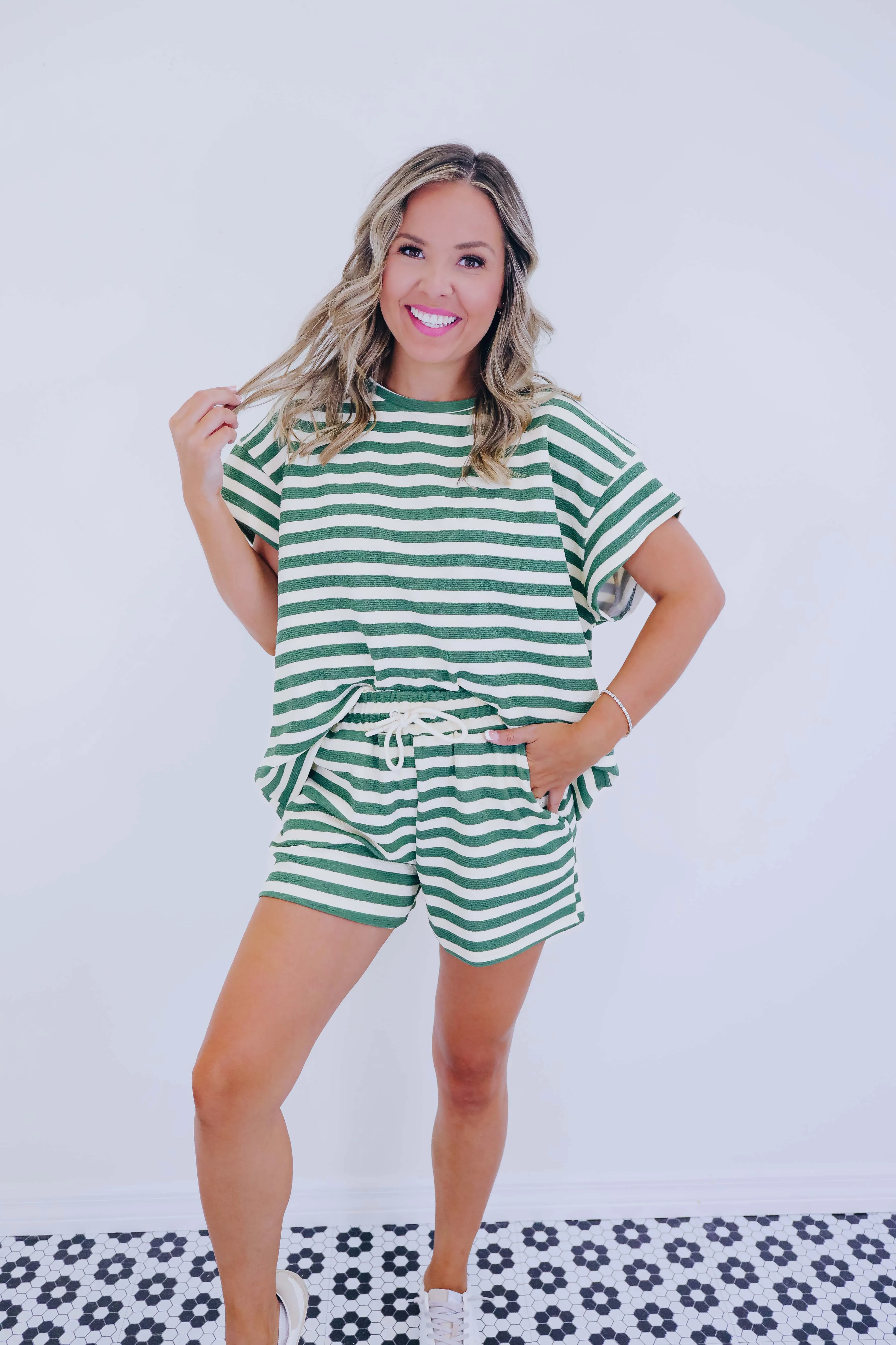 West Coast French Terry Striped Short Set -  3 Colors