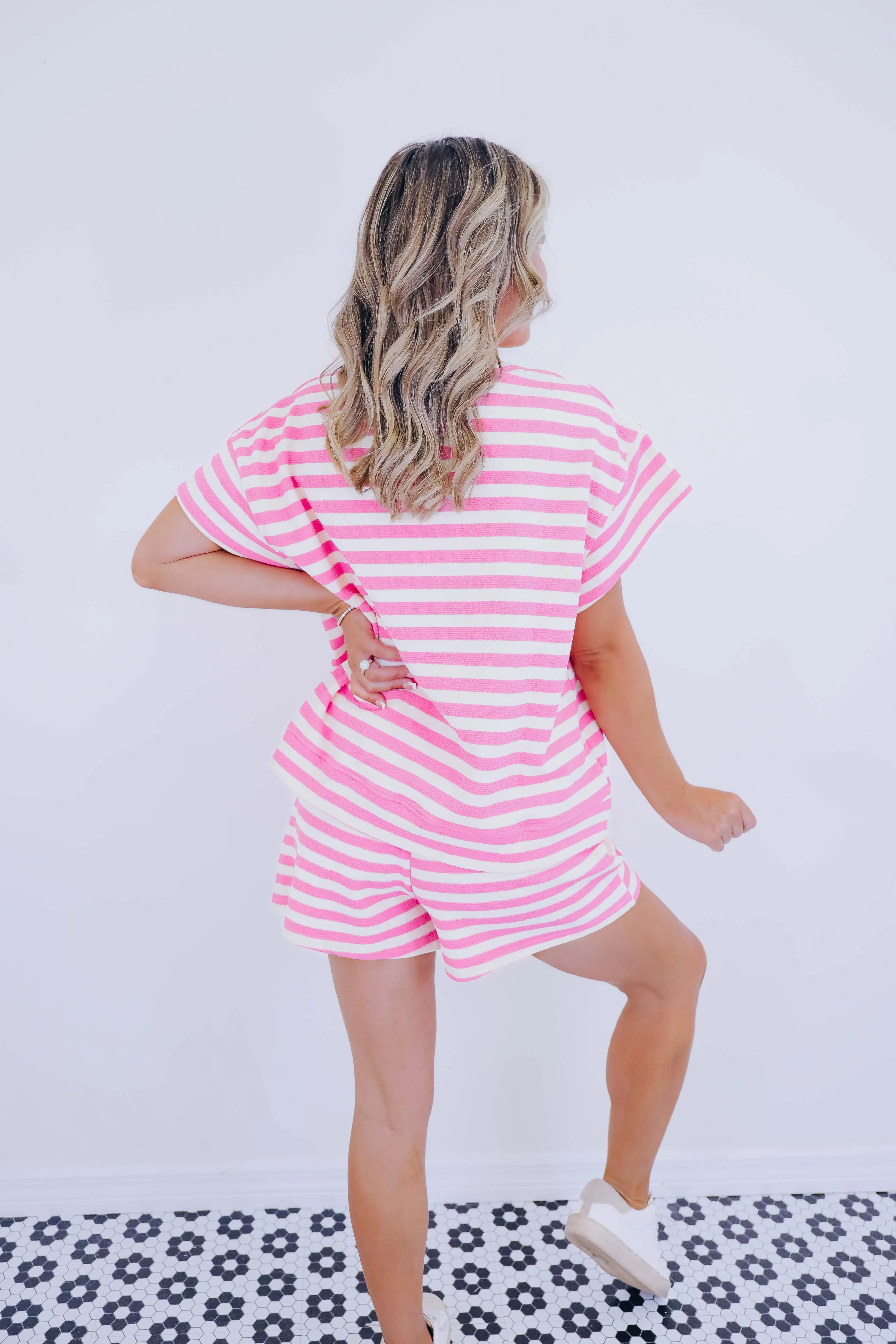 West Coast French Terry Striped Short Set -  3 Colors