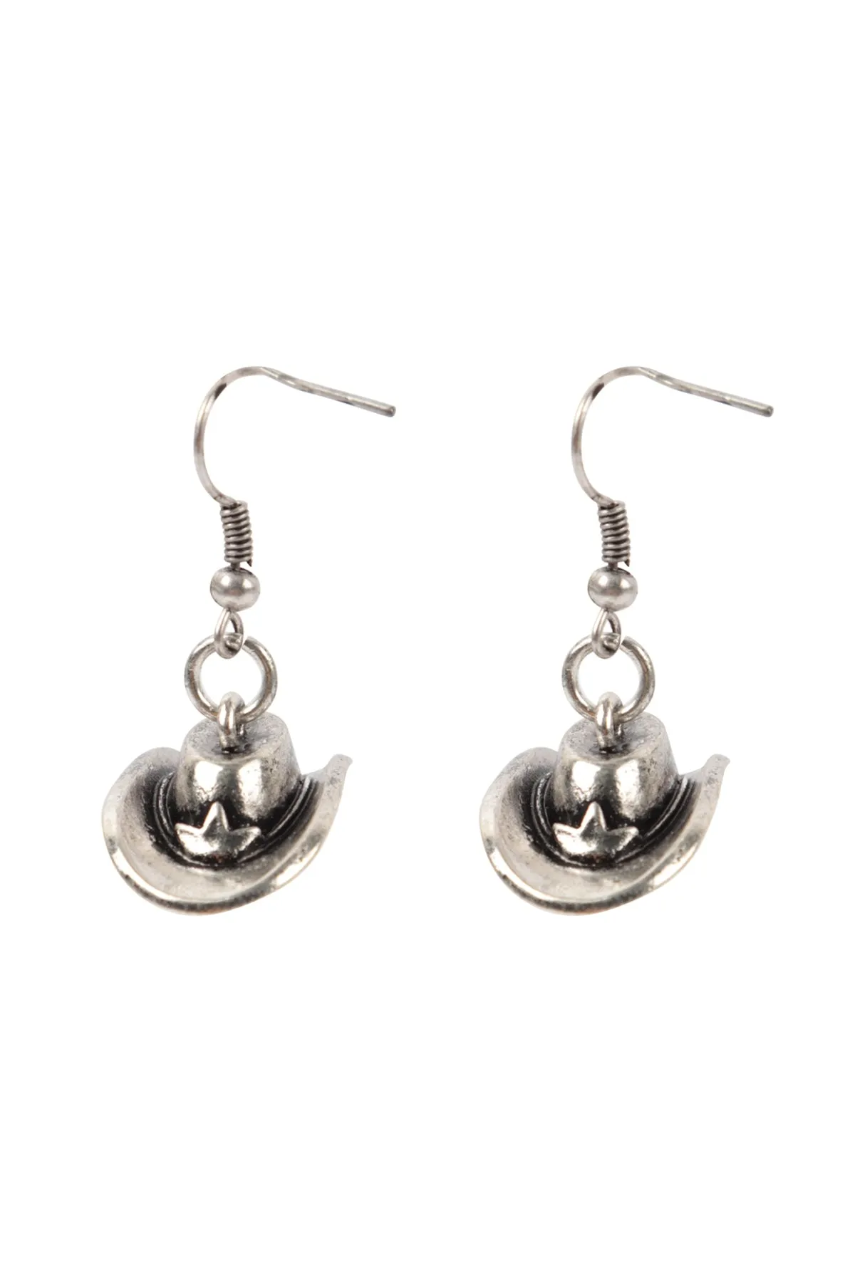 WESTERN 3D COWBOY HAT FISH HOOK EARRINGS