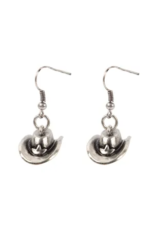 WESTERN 3D COWBOY HAT FISH HOOK EARRINGS