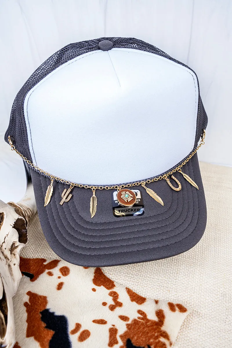 Western Feathers Goldtone Trucker Hat Chain