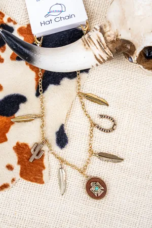 Western Feathers Goldtone Trucker Hat Chain