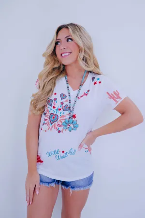 Western Graphics V-Neck Tee