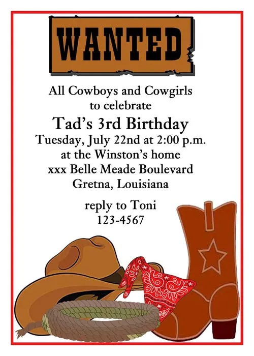 WESTERN WANTED SIGN CUSTOM INVITATION