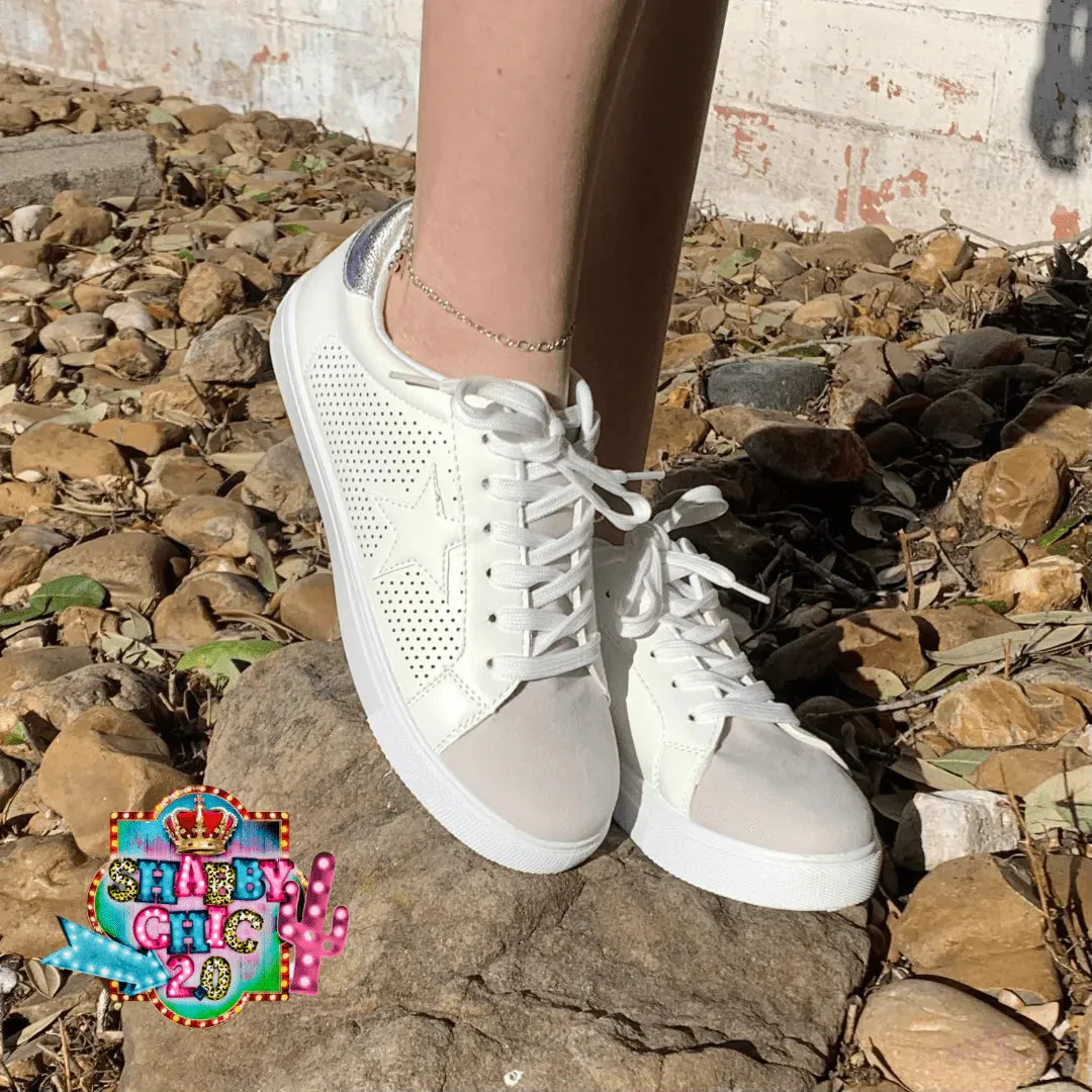 White/Silver Combo Sneakers