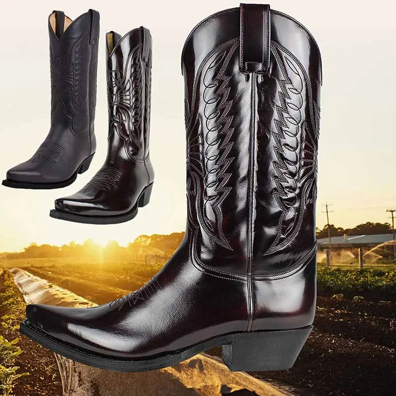 Women's Embroidered Western Boots Cowgirl Boots Mid Calf Cowboy Boots Size 5-14.5