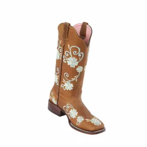 Women's Quincy Vine Floral Design Square Toe Boots