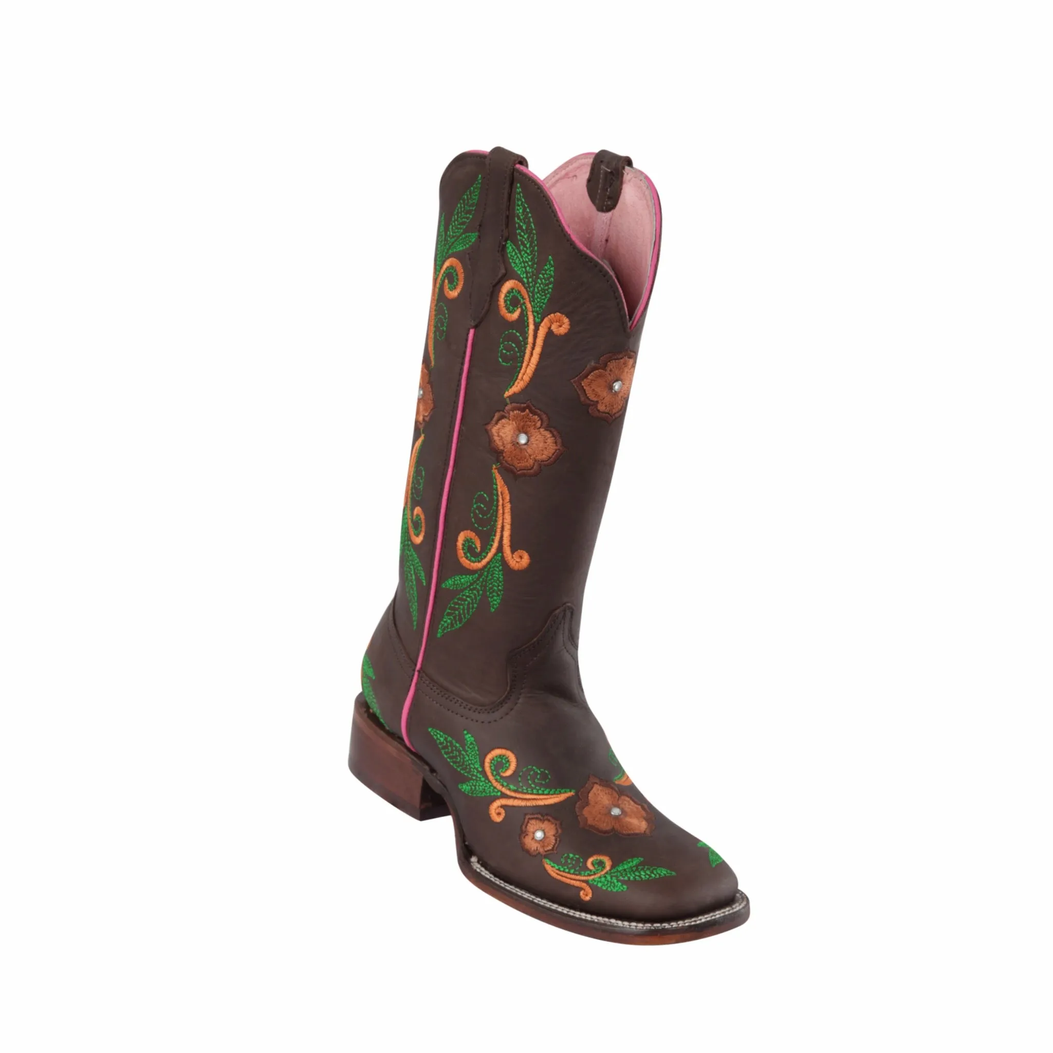 Women's Quincy Vine Floral Design Square Toe Boots