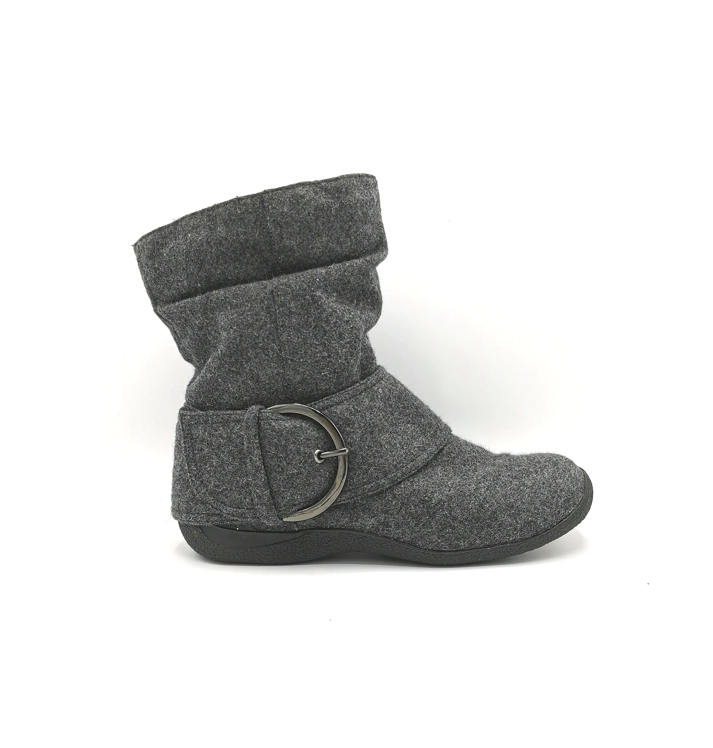 WOMENS SIZE 6 or 7 Narrow - TAXI, Lined Ankle Boots, Grey, Side Buckle EUC B21