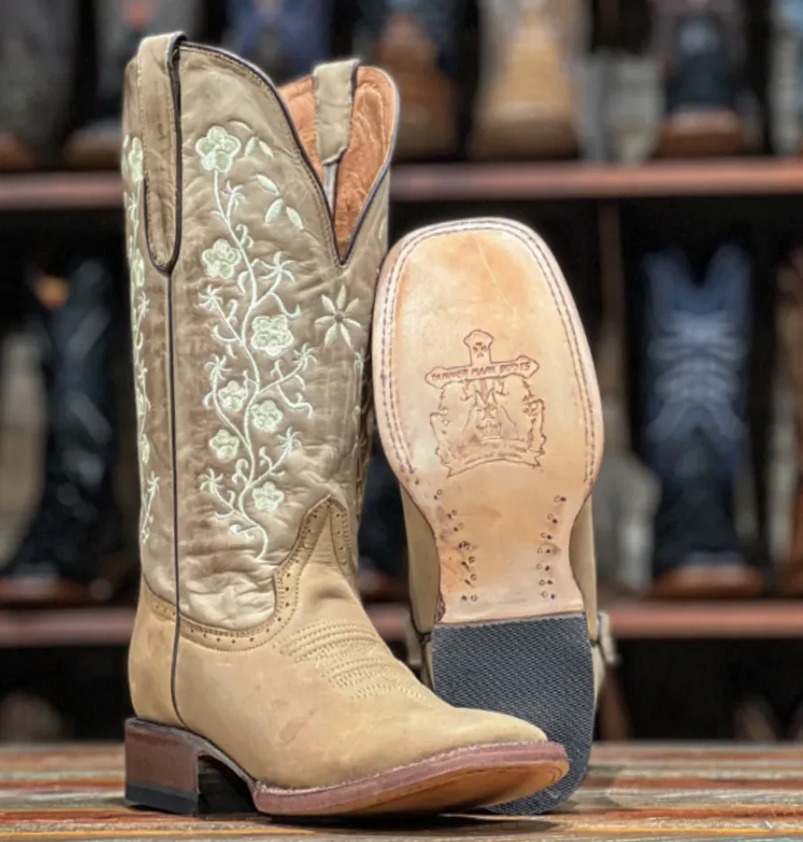 Women's Tanner Mark Brown Floral Embroidery Boots