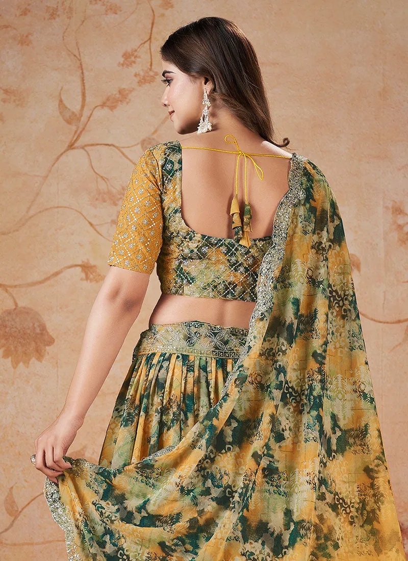 Yellow Sequence Embroidery Georgette Lehenga Choli