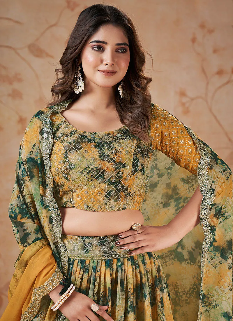 Yellow Sequence Embroidery Georgette Lehenga Choli