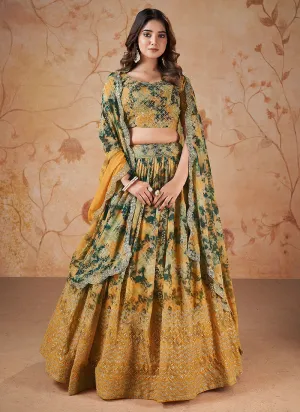 Yellow Sequence Embroidery Georgette Lehenga Choli